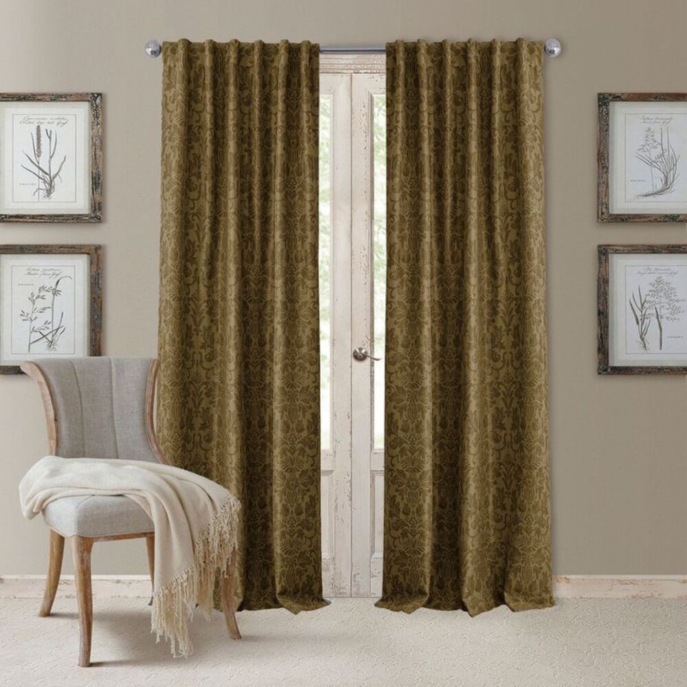 Antonia Blackout Window Curtain Panel - 52" x 108" - Antique Gold